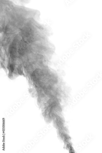 Close-up of the black smoke from the spray from the humidifier. Isolated on white background
