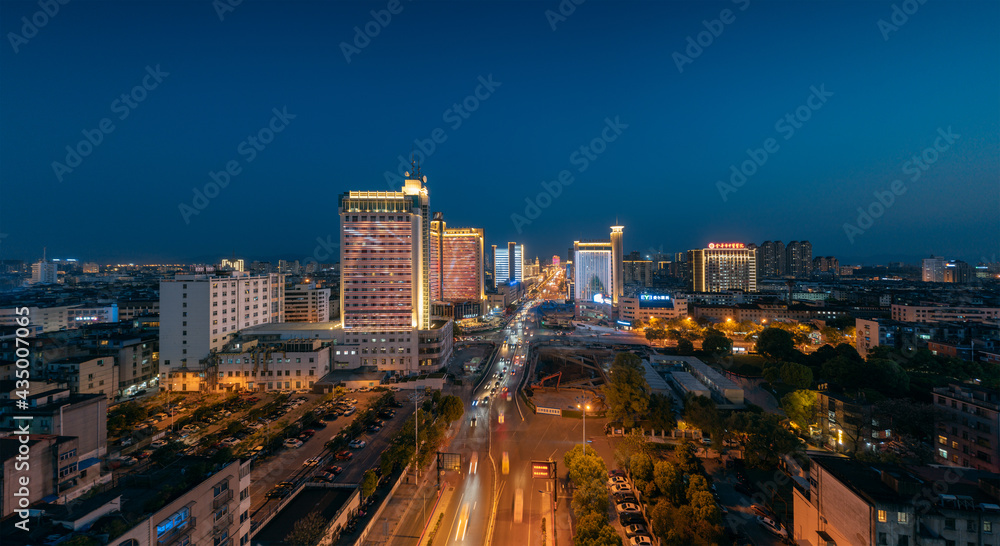 Night view of Jinhua City, Zhejiang Province, China