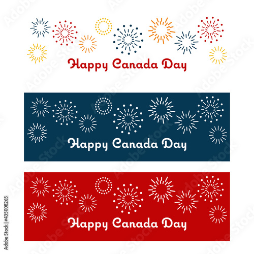 カナダデー バナー セット 1:3/ Happy Canada Day with Fireworks Horizontal Banner Set 1:3