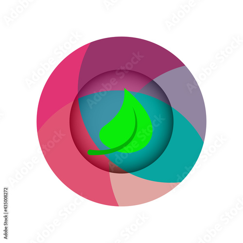 leaves sphere, green leaf icon, environmental logo for advertising and applications, круглый логотип, цветная иконка с зеленым листком