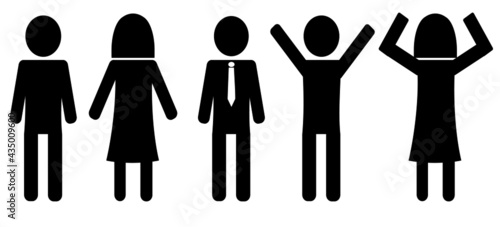 set of silhouettes of people stick man and woman