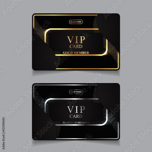 Vector VIP golden and platinum card. Black geometric pattern background with premium design. Luxury and elegant graphic template layout for vip member