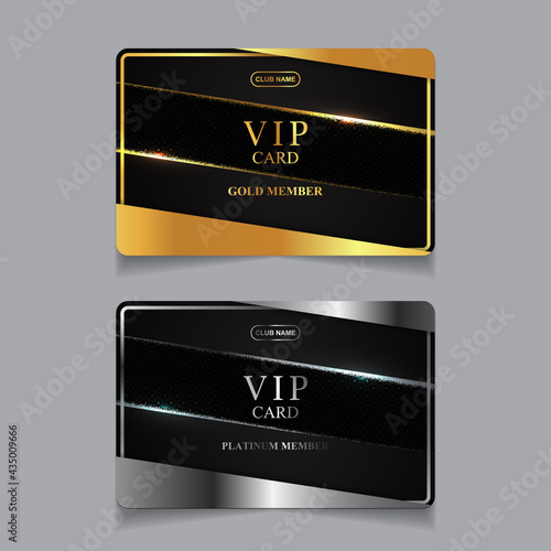 Vector VIP golden and platinum card. Black geometric pattern background with premium design. Luxury and elegant graphic template layout for vip member