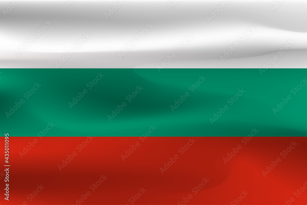 Flag of the Republic of Bulgaria with a wrinkle of the weight of beautiful fabric.