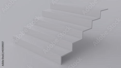 White 3D stairs straight. Isolated. 