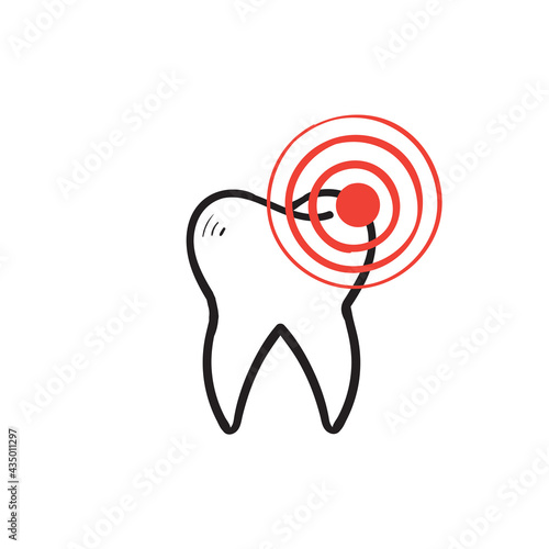 hand drawn doodle tooth ache icon illustration vector isolated background