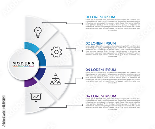 Vector Infographic Design Template with Options Steps and Marketing Icons. Business Data Visualization can be used for info graph, presentations, process, diagrams, annual reports, workflow layout