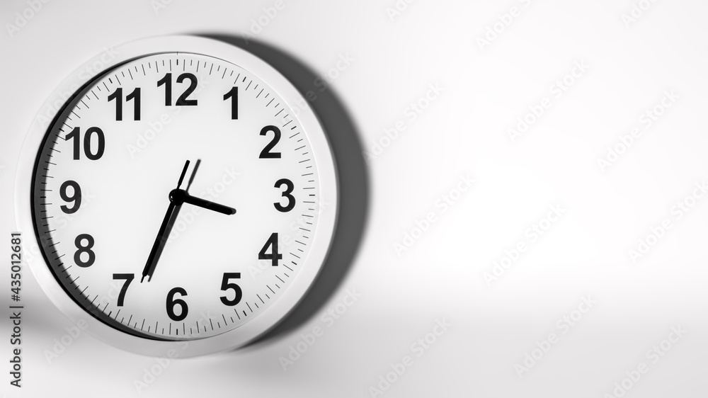 It is five to twelve, the clock is ticking. Grey Watch shows the time 5 before 12. Close up to a wall clock, with five minutes to twelve o'clock. Time is running out. White background with copy space It is five to twelve, the clock is ticking. Grey Watch shows the time 5 before 12. Close up to a wall clock, with five minutes to twelve o'clock. Time is running out. White background with copy space