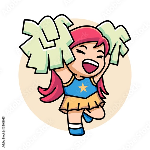 Cute girl cheerleader cartoon illustration