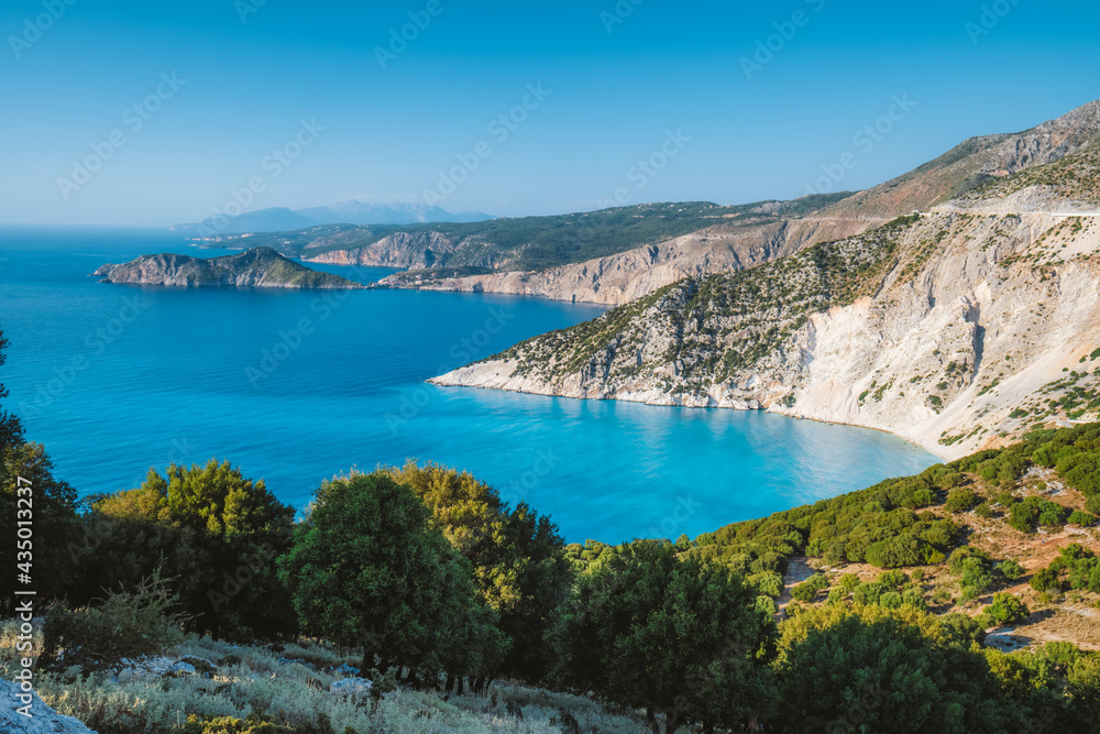 Coastline of Kefalonia island close to Myrtos beach abd Assos village, Greece