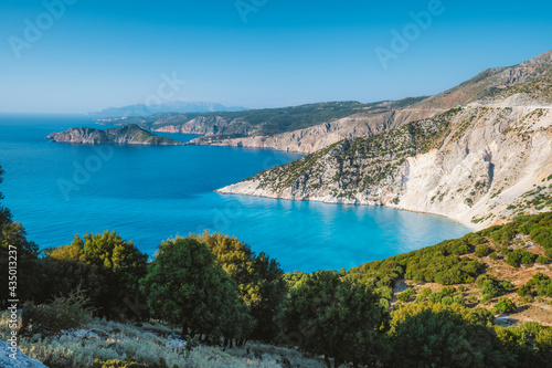 Coastline of Kefalonia island close to Myrtos beach abd Assos village, Greece