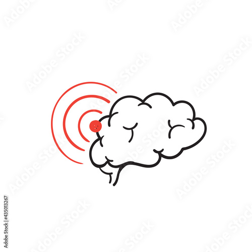 hand drawn doodle brain sick illustration vector isolated