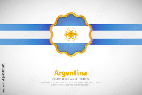 Artistic happy independence day of Argentina with country flag in golden circular shape greeting background