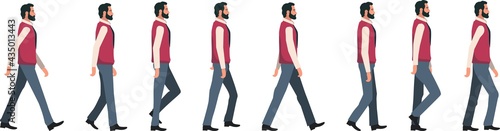 Mans, walking cycle 2d animation frames, vector motion  graphics