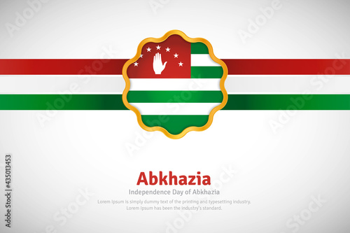 Artistic happy independence day of Abkhazia with country flag in golden circular shape greeting background