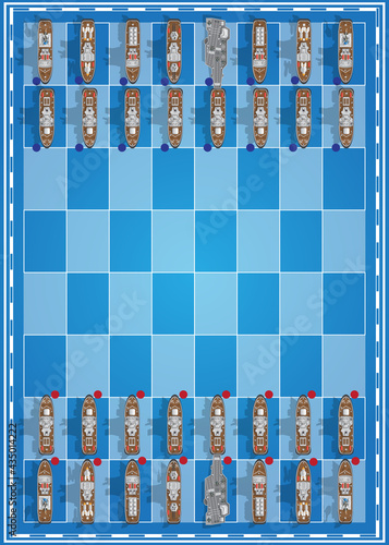 Valokuvatapetti Sea battle. Chess. Vector illustration.