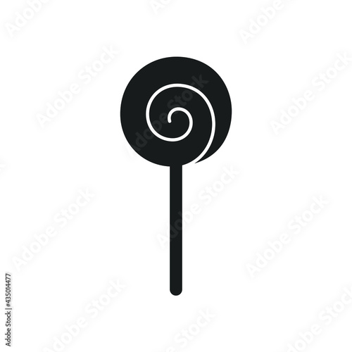 Round swirl lollipop silhouette icon. Simple flat logo clip art element vector illustration