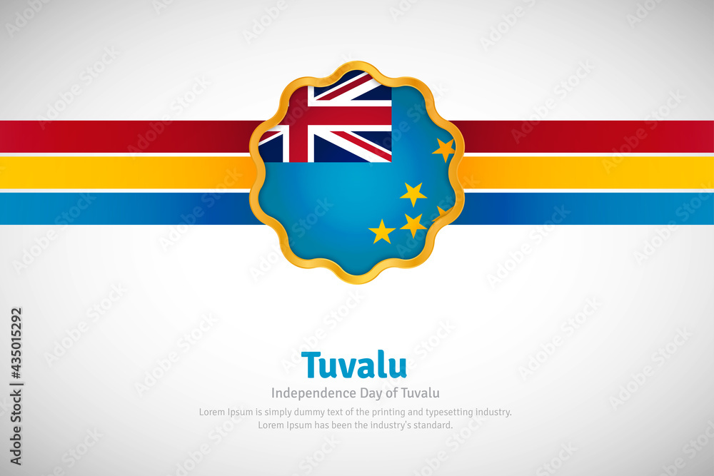 Artistic happy independence day of Tuvalu with country flag in golden