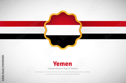 Artistic happy independence day of Yemen with country flag in golden circular shape greeting background