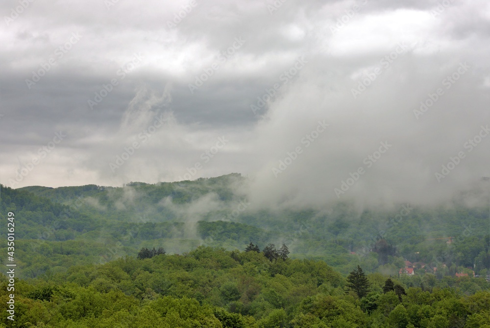landscape with clouds above the forest landscape with clouds above the forest