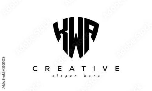 KWA letter creative logo with shield	