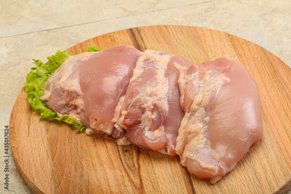 Raw chicken boneless and skinless leg Raw chicken boneless and skinless leg