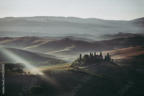 Podere Belvedere Villa in Val d Orcia Region in Tuscany  Italy at Sunrise