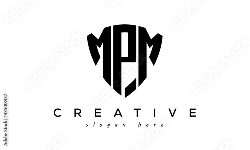 MPM letters creative logo with shield	 photo