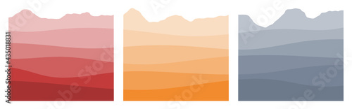 Gradient soil and rock layers set. Subsurface cross section