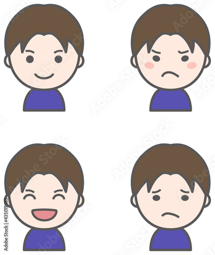 男性のいろいろな表情　アイコンセット.