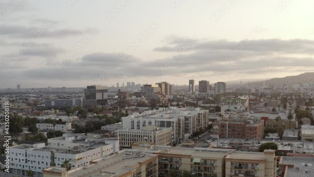 Aerial, panoramic view of Los Angeles streets, drone view Aerial, panoramic view of Los Angeles streets, drone view
