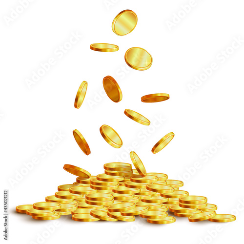 coins of euro on white background vector realistic