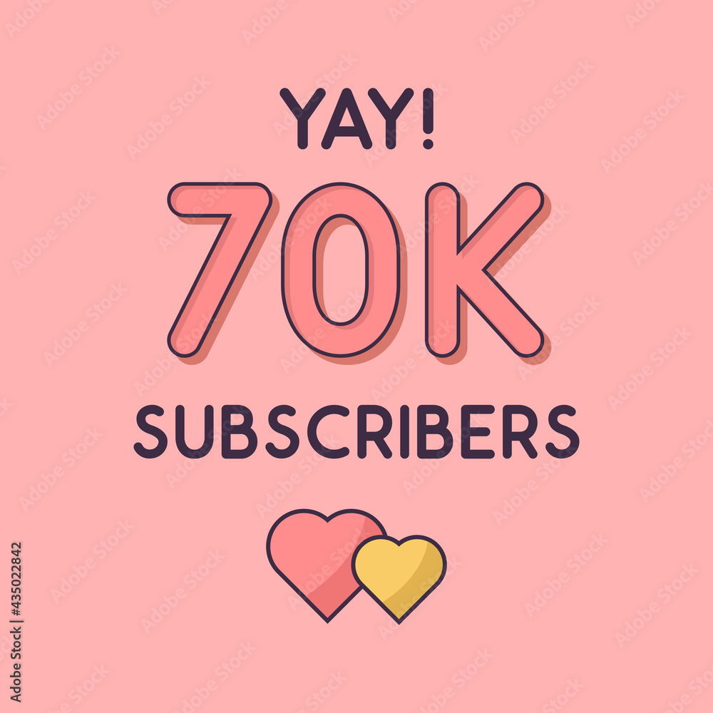 Yay 70k Subscribers celebration, Greeting card for 70000 social Subscribers.