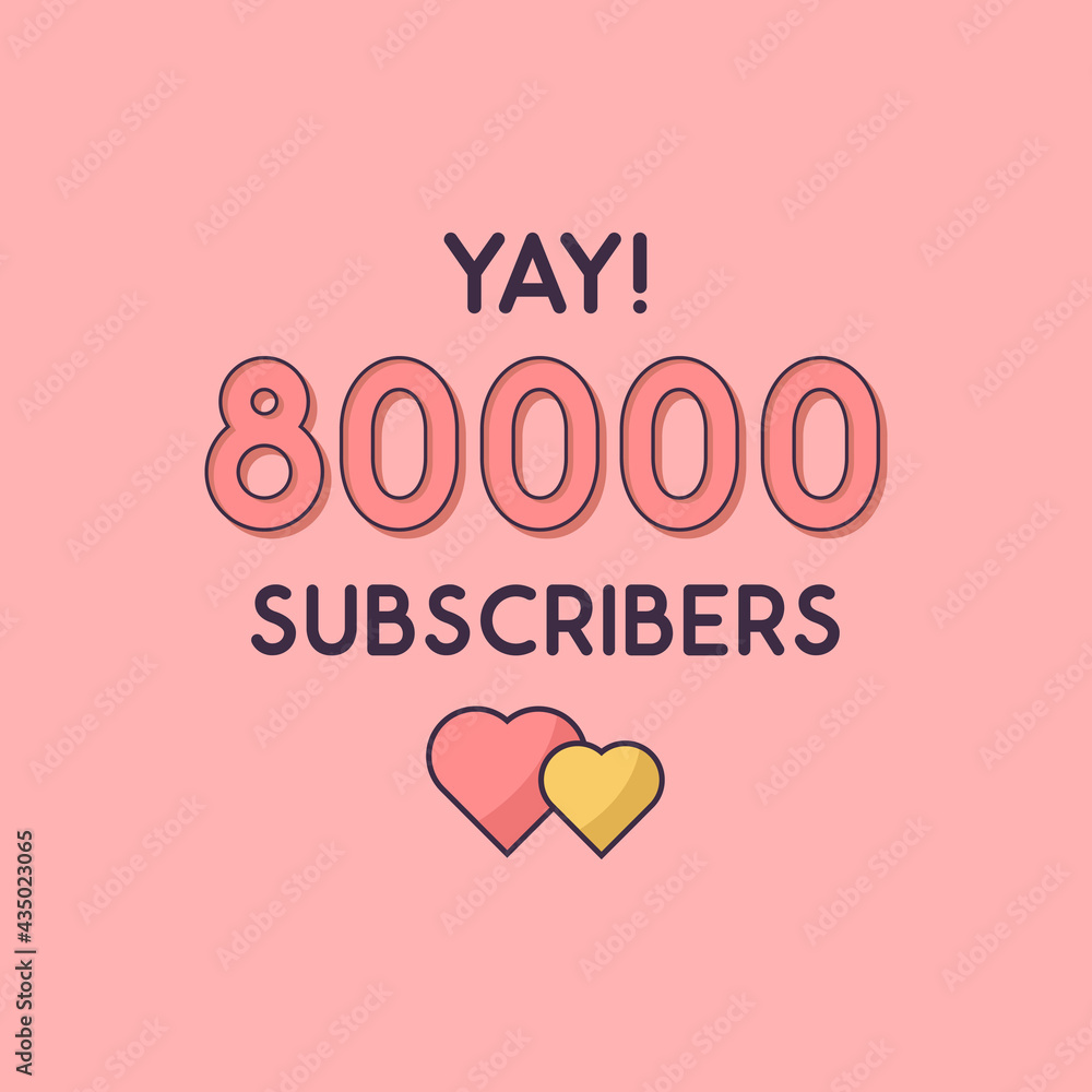 Yay 80000 Subscribers celebration, Greeting card for 80k social Subscribers.