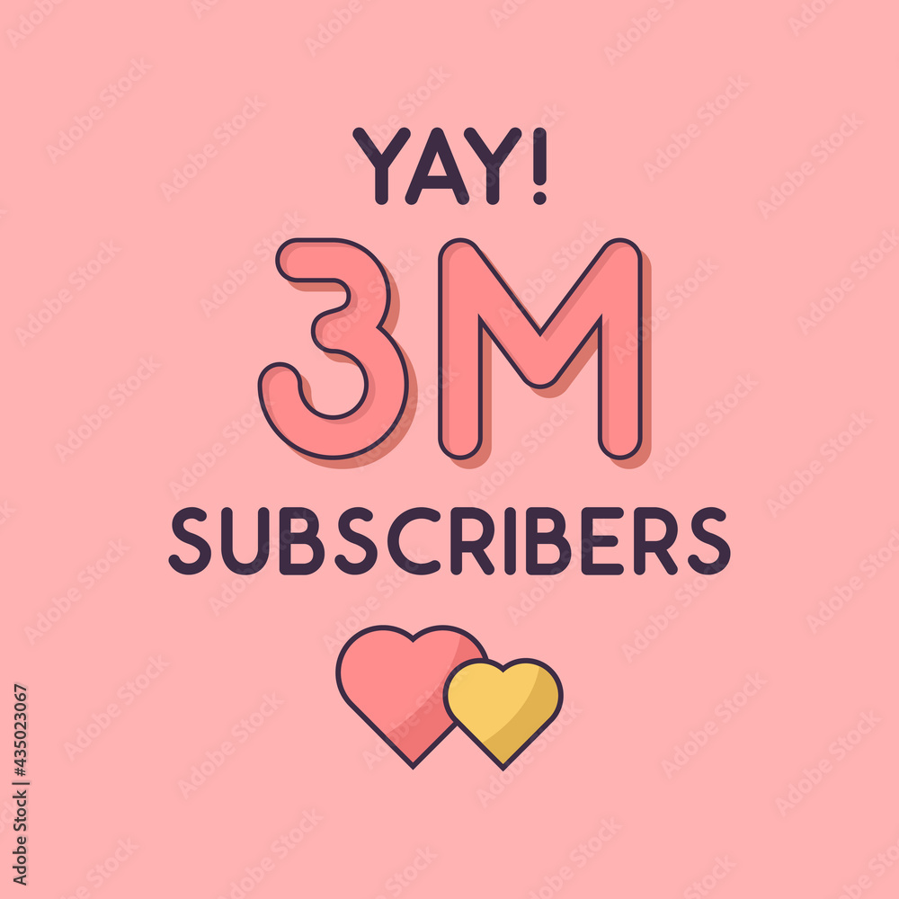 Yay 3m Subscribers celebration, Greeting card for 3000000 social Subscribers.