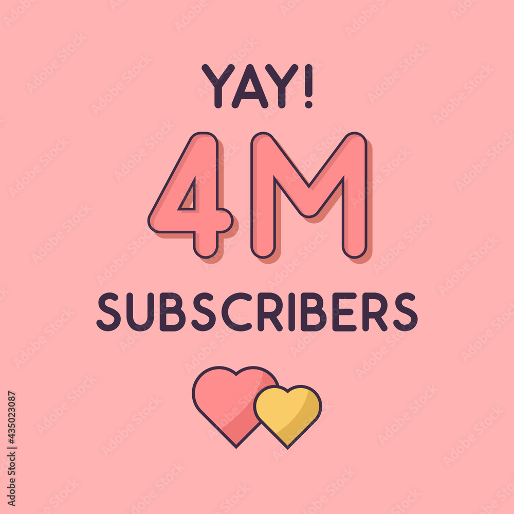 Yay 4m Subscribers celebration, Greeting card for 4000000 social Subscribers.