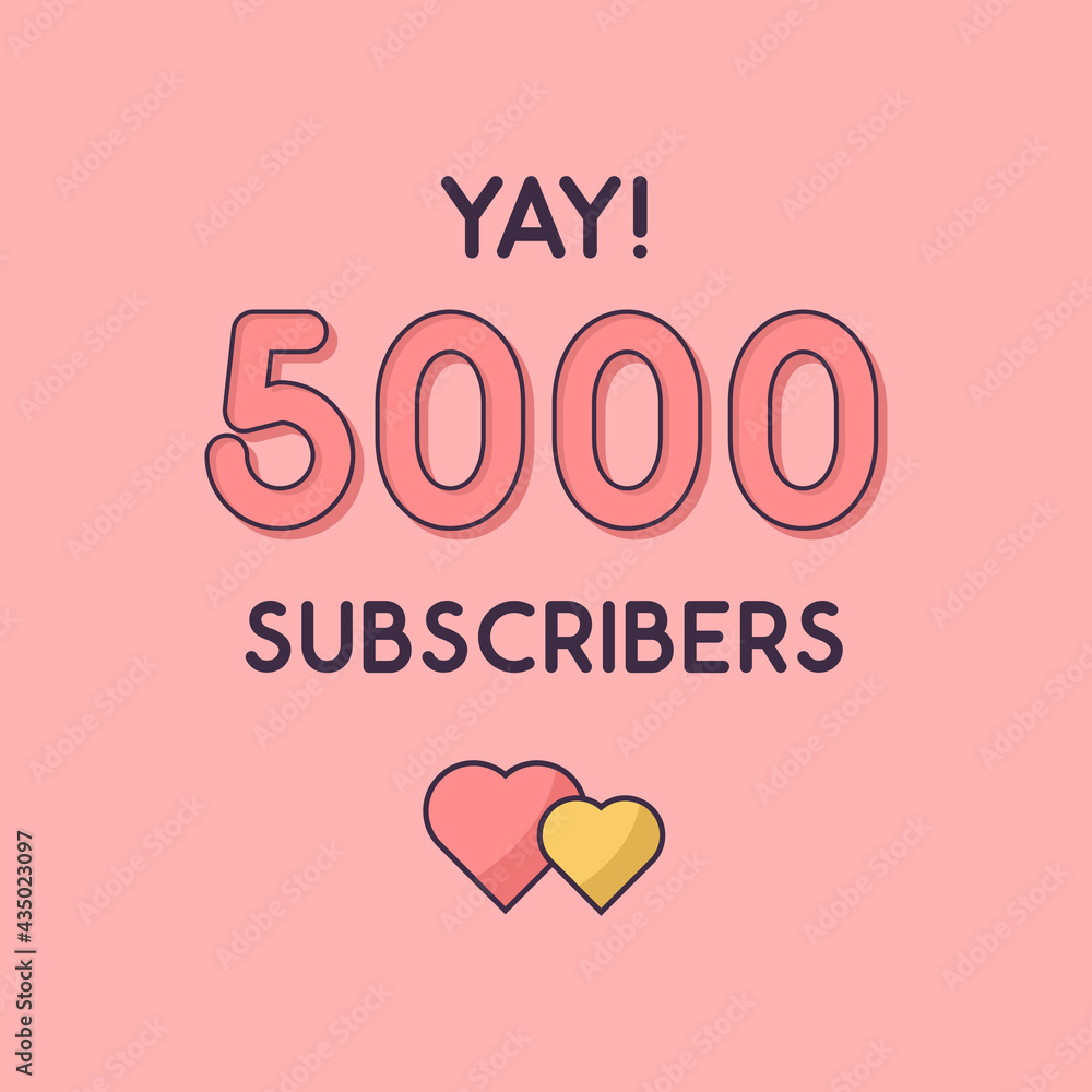 Yay 5000 Subscribers celebration, Greeting card for 5k social Subscribers.