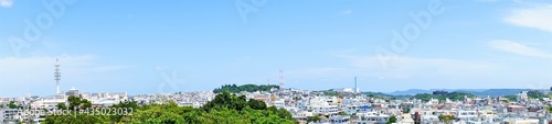 Aerial view of Naha city from Shurijo castle in Okinawa  japan. Panorama -                             