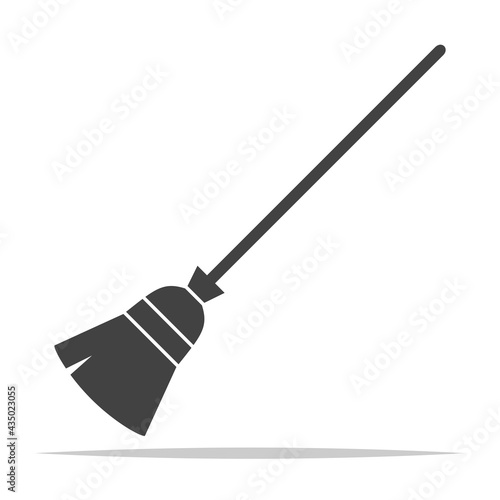 Wooden broom icon vector isolated