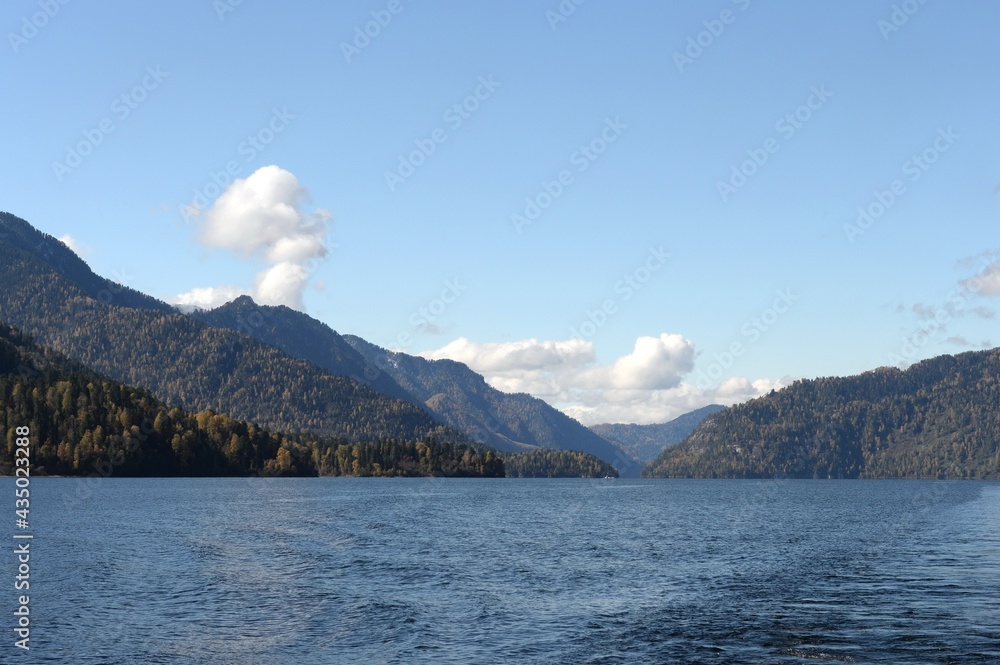 Autumn on Lake Teletskoye. Altai Republic. Western Siberia. Russia