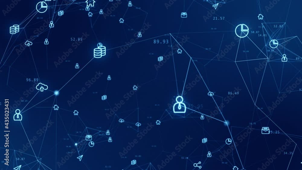 Motion graphic of Blue technology futuristic icon with mesh network connection abstract background concept seamless loop video Motion graphic of Blue technology futuristic icon with mesh network connection abstract background concept seamless loop video