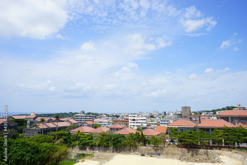 Aerial view of Naha city from Shurijo castle in Okinawa, japan. Panorama - 沖縄 那覇市の街並み