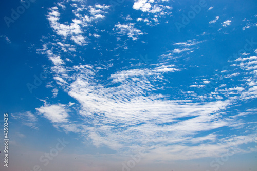 Dramatic Sky Background. Clouds in blue Sky. Moody Cloudscape. Panoramic Image Can Be Used as Web Banner