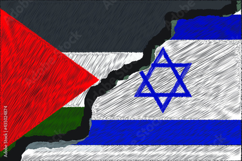 Israel Vs Palestine Cracked Background with Flags