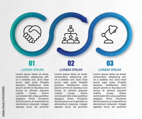 Minimalistic gradient Infographic label design template with icons and 3 options or steps. Can be used for process diagram, presentations, workflow layout, banner, flow chart, info graph.