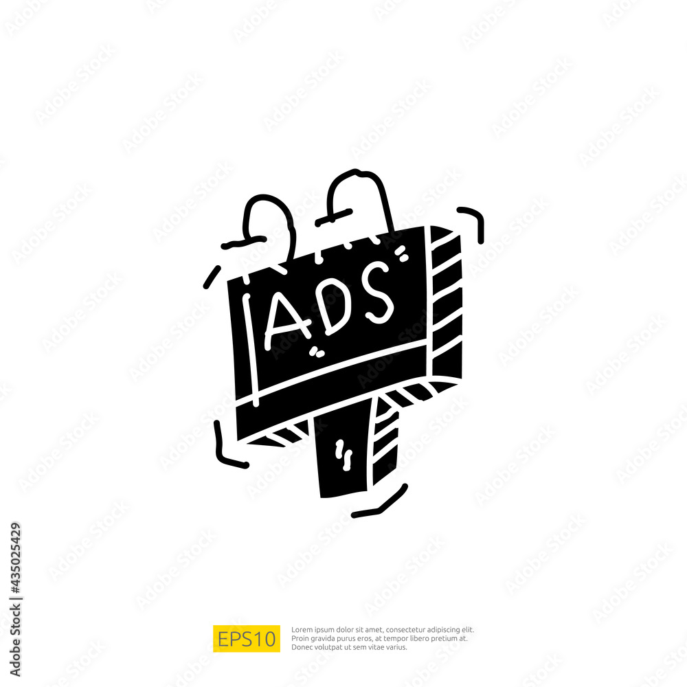 outdoor billboard advertising doodle icon sign symbol vector illustration outdoor billboard advertising doodle icon sign symbol vector illustration