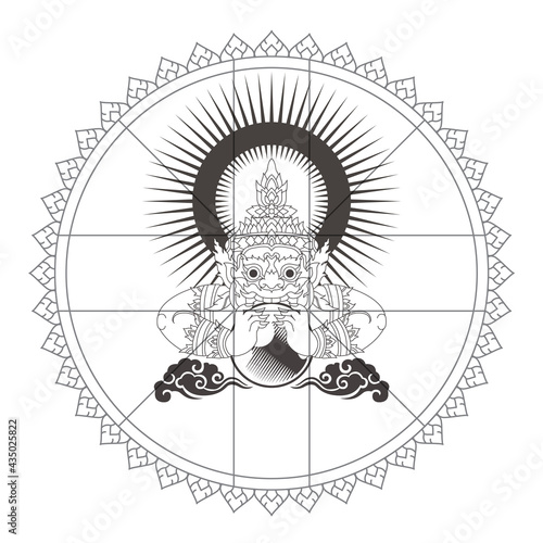 Background Templete Thai Zodiac Board Rahu. Vector illustration photo