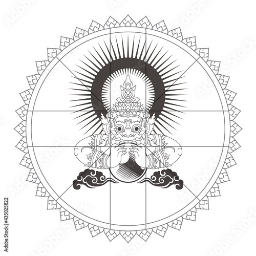 Background Templete Thai Zodiac Board Rahu. Vector illustration