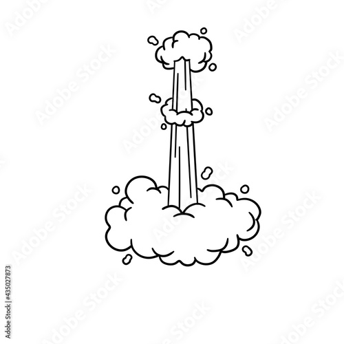 Speed effect. Movement, jump and cloud. Air and steam. Cartoon line Black and white illustration