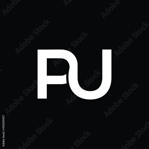 pu letter logo design with black background 